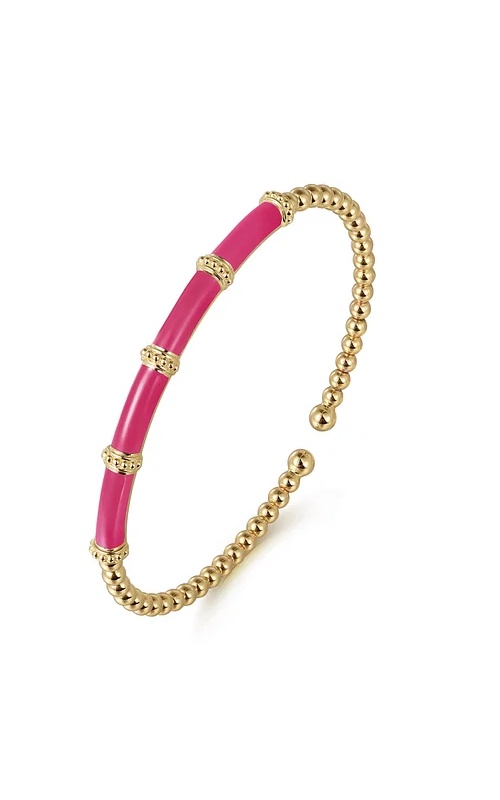 PINK ENAMEL BAR STATION BANGLE BRACELET