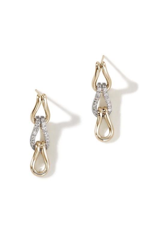 JOHN HARDY DIAMOND PAVE LINK DROP EARRINGS