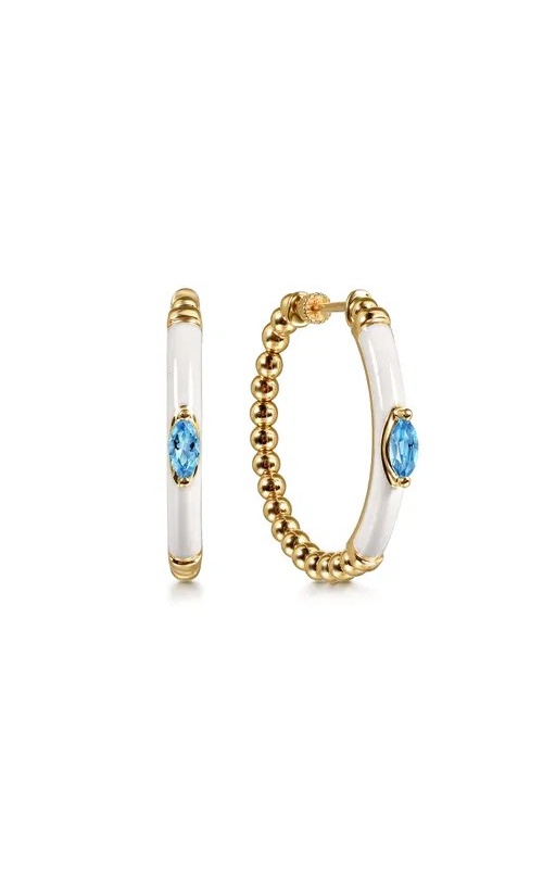 BLUE TOPAZ BEADED HOOP EARRINGS
