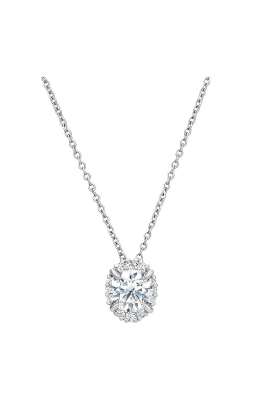 1/4CTW HEARTS ON FIRE DIAMOND OVAL HALO SLIDE PENDANT