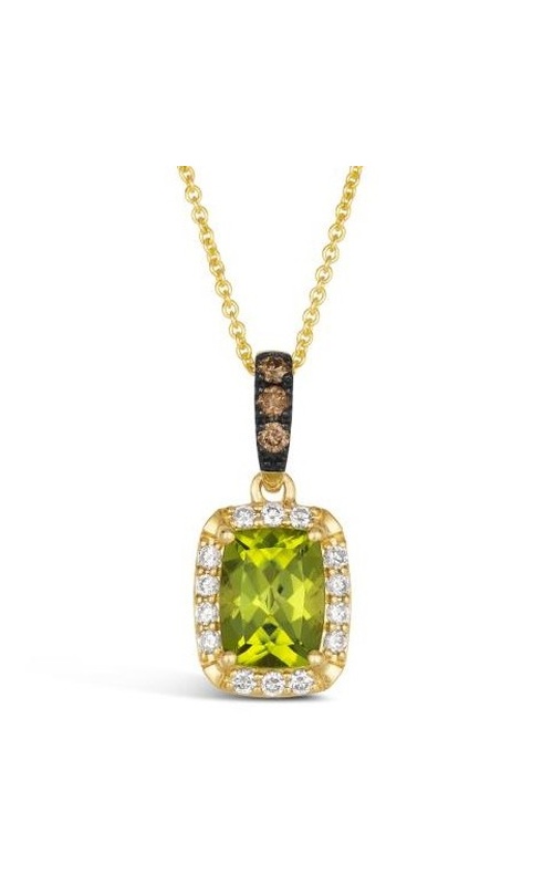 LE VIAN GREEN APPLE PERIDOT AND DIAMOND HALO DROP PENDANT