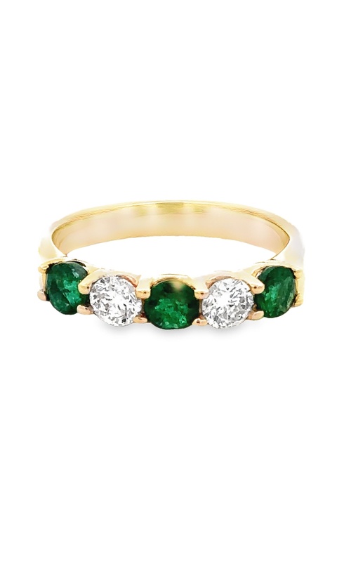 EMERALD AND DIAMOND 5-STONE RING