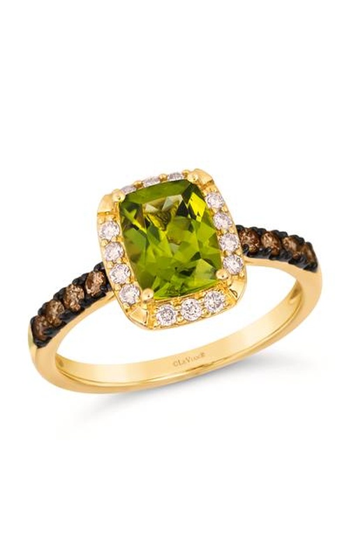 LE VIAN GREEN APPLE PERIDOT AND DIAMOND HALO RING