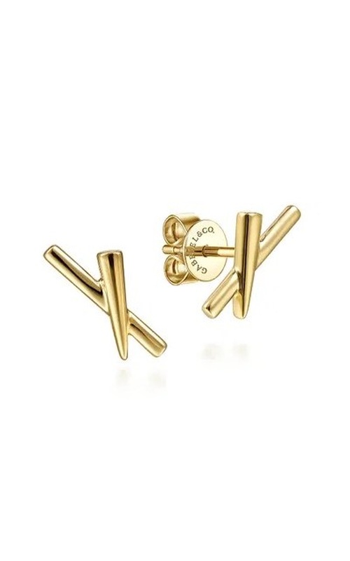 GOLD X SHAPE CLIMBER STUD EARRINGS