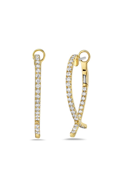 CHARLES KRYPELL DIAMOND CROSSED INSIDE/OUTSIDE HOOP EARRINGS