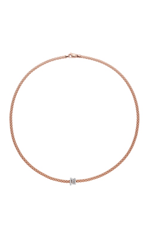 FOPE MESH NECKLACE WITH TRIPLE DIAMOND PAVE RONDEL