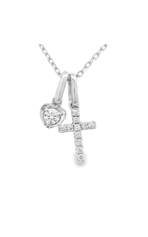 FREDERIC SAGE DIAMOND CROSS AND HEART CHARM PENDANT