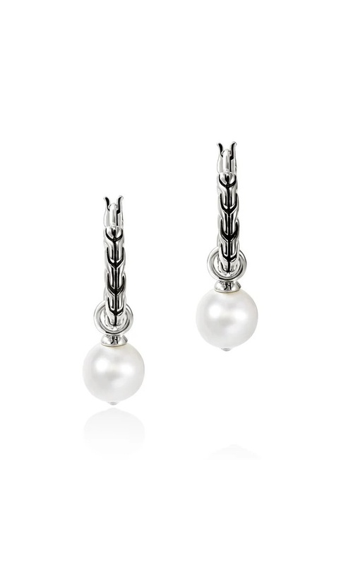 JOHN HARDY CONVERTIBLE PEARL DANGLE HOOP EARRINGS