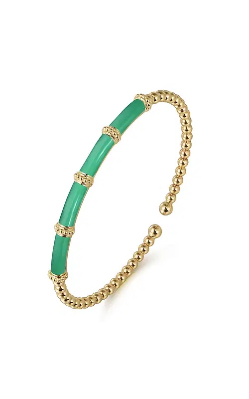 GREEN ENAMEL BAR STATION BANGLE BRACELET