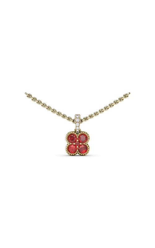 FANA RUBY AND DIAMOND CLOVER CLUSTER DROP PENDANT