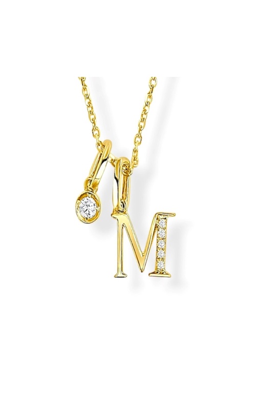 FREDERIC SAGE DIAMOND INITIAL M AND SOLITAIRE CHARM PENDANT