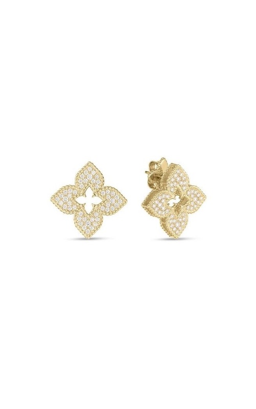 ROBERTO COIN DIAMOND PAVE MEDIUM FLOWER STUD EARRINGS