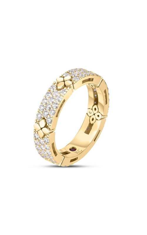 ROBERTO COIN DIAMOND PAVE FLOWER NARROW RING