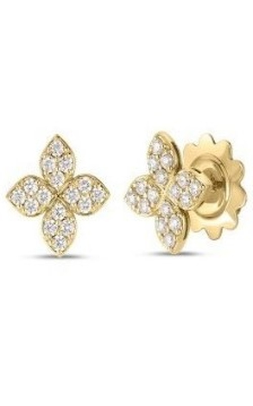 ROBERTO COIN DIAMOND MEDIUM PAVE FLOWER STUD EARRINGS