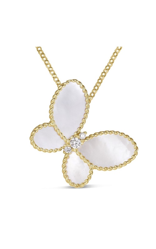 ROBERTO COIN DIAMOND AND MOTHER OF PEARL BUTTERFLY PENDANT