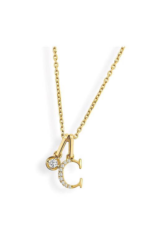 FREDERIC SAGE DIAMOND INITIAL C AND SOLITAIRE CHARM PENDANT