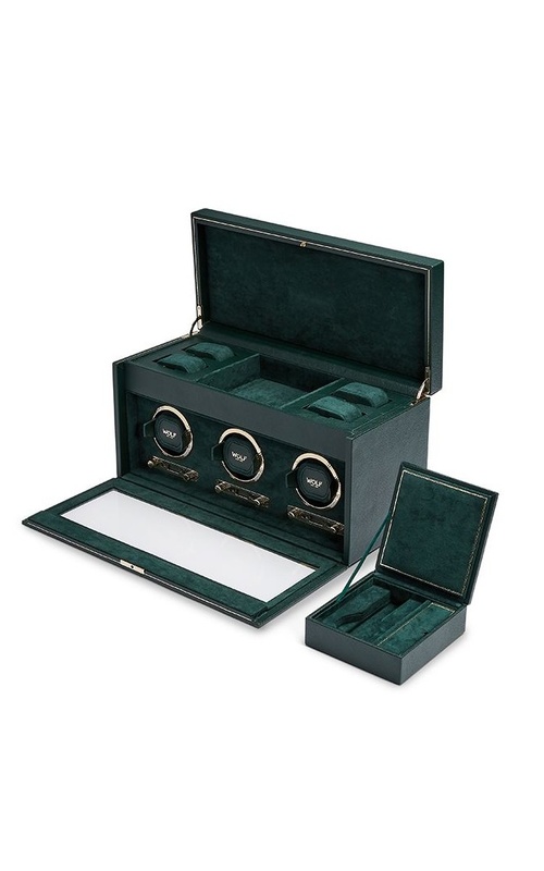BRITISH RACING GREEN TRIPLE WATCH WINDER