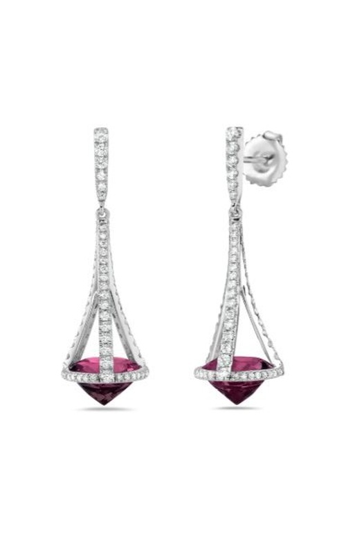 CHARLES KRYPELL GARNET AND DIAMOND DROP EARRINGS