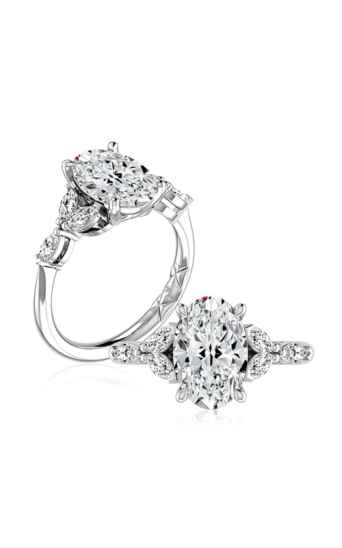 A JAFFE DIAMOND 3-STONE SEMI MOUNT