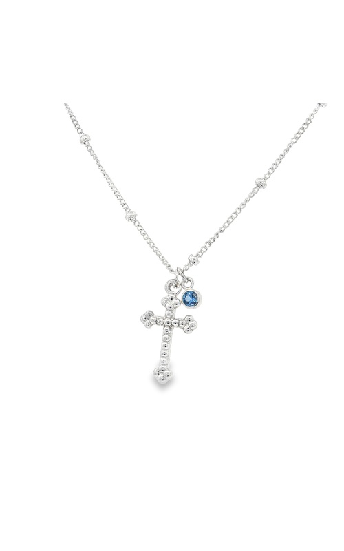 YOGO SAPPHIRE CHARM AND CROSS PENDANT NECKLACE