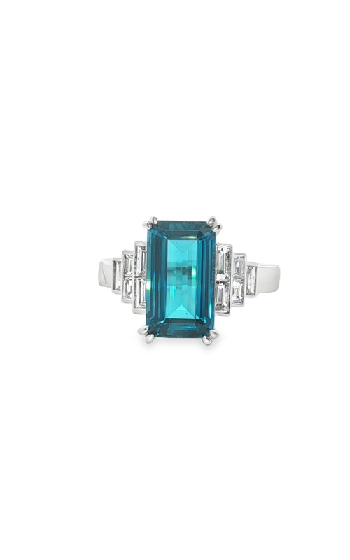 CHARLES KRYPELL BLUE TOPAZ AND DIAMOND RING