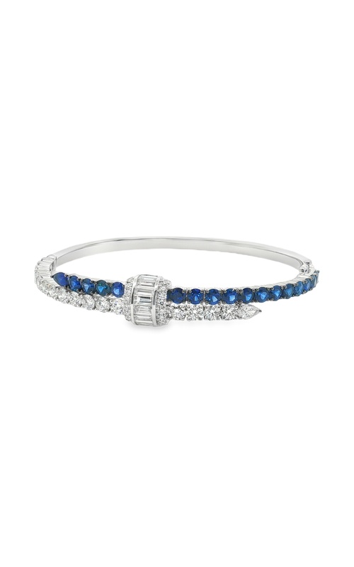 CHARLES KRYPELL DIAMOND AND SAPPHIRE BANGLE BRACELET