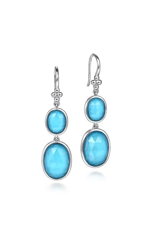 TURQUOISE AND ROCK CRYSTAL DROP EARRINGS
