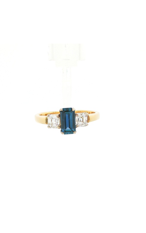 GOLDSMITH GALLERY CUSTOM YOGO SAPPHIRE AND DIAMOND 3-STONE RING