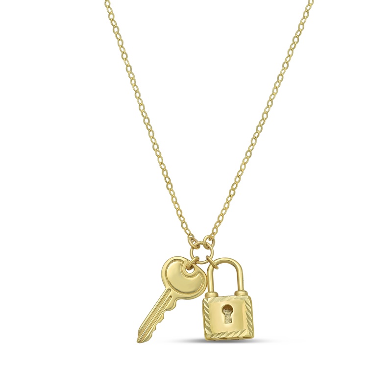 Gold Lock and Key Pendant