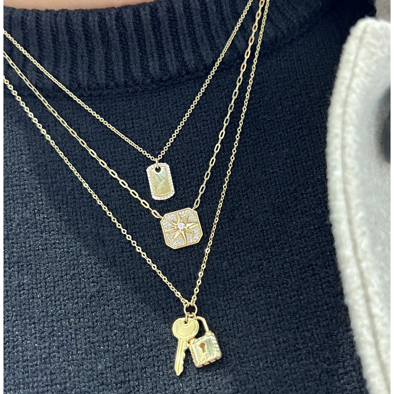 Gold Lock and Key Pendant