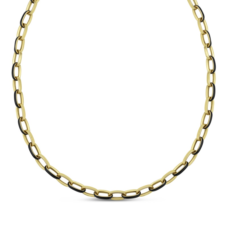 Gold and Black Enamel Paper Clip Chain