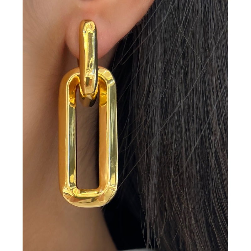 Rectangular Oval Drop Earrings