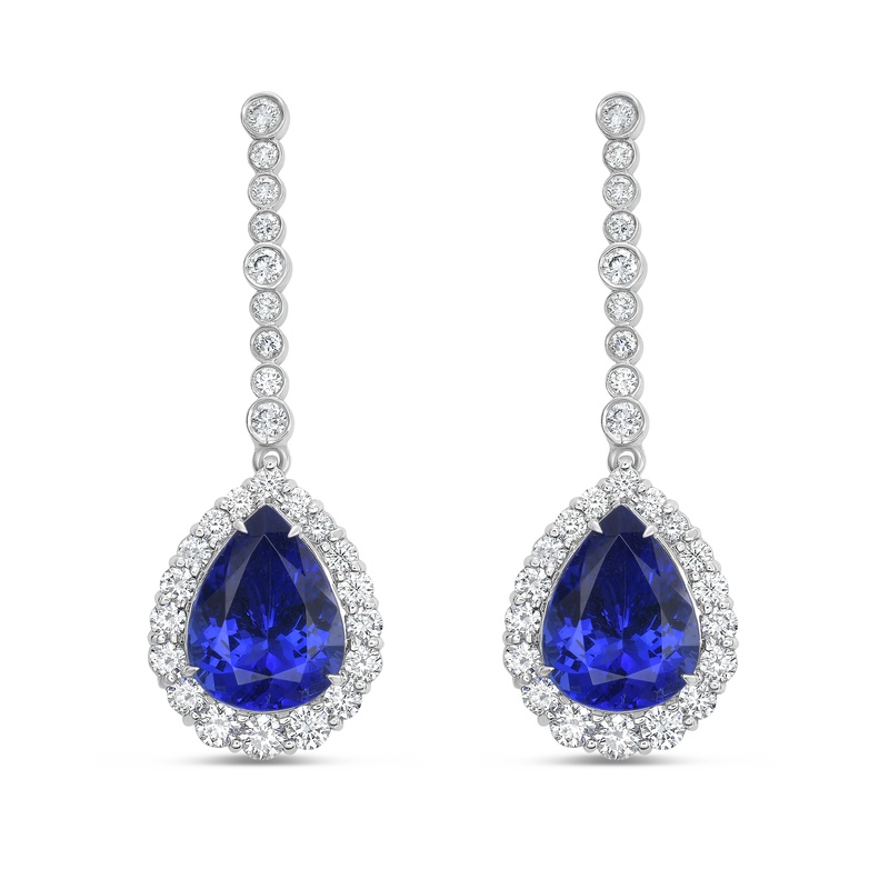 Pear Shape Tanzanite Diamond Drop Earrings
