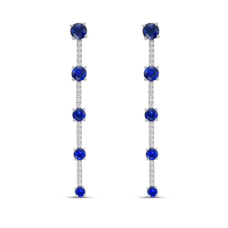 Graduated Sapphire and diamond Drop Earrings