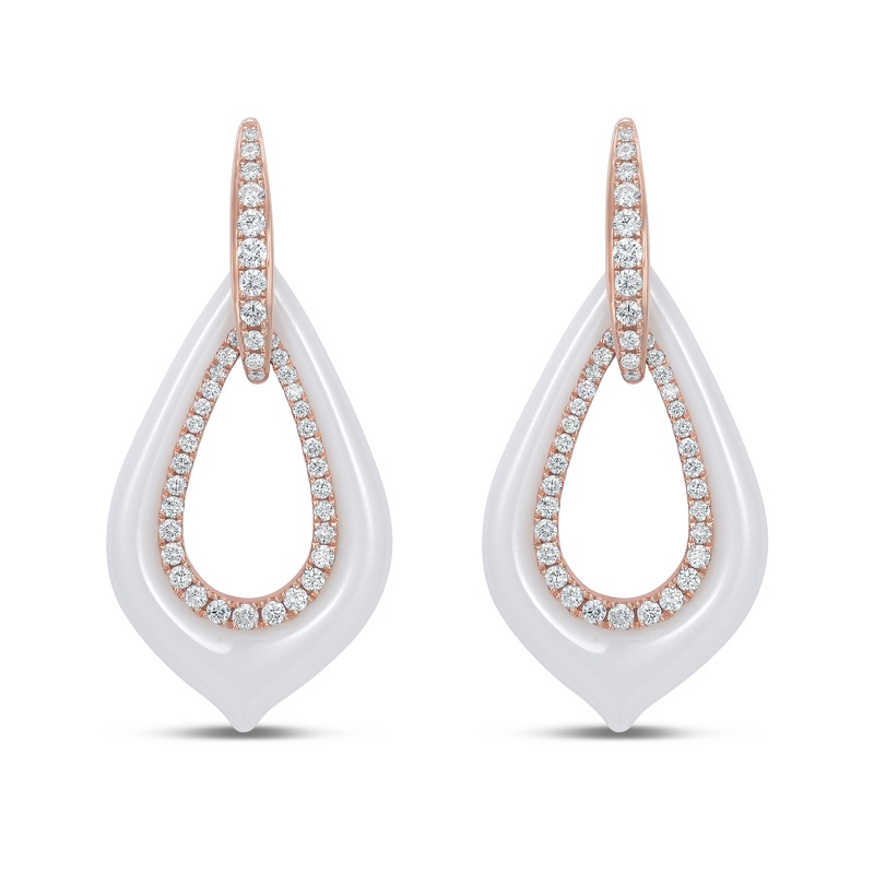 White Ceramic Tear Drop Earrings