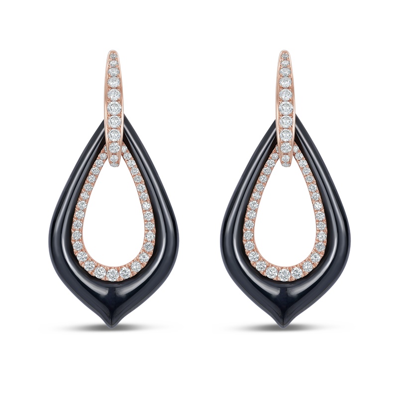 Black Ceramic Tear Drop Earrings
