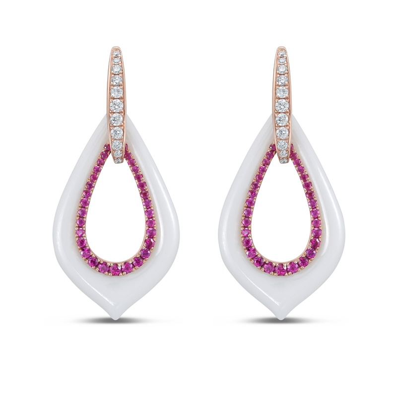 White Ceramic Tear Drop Earrings