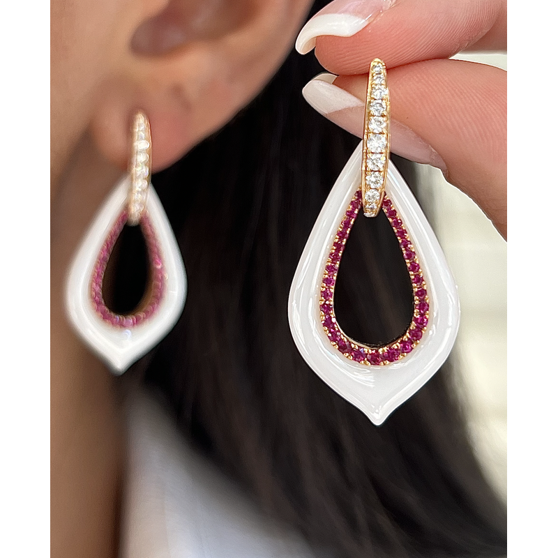 White Ceramic Tear Drop Earrings