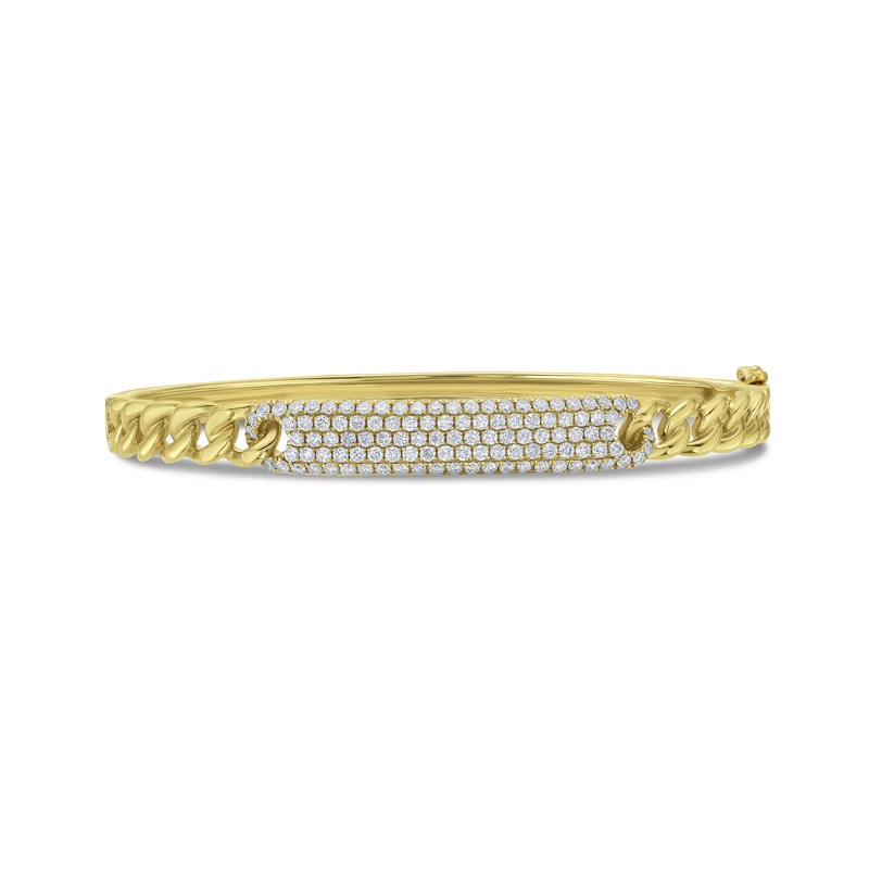 Diamond Pave Bar Cuban Link Bangle