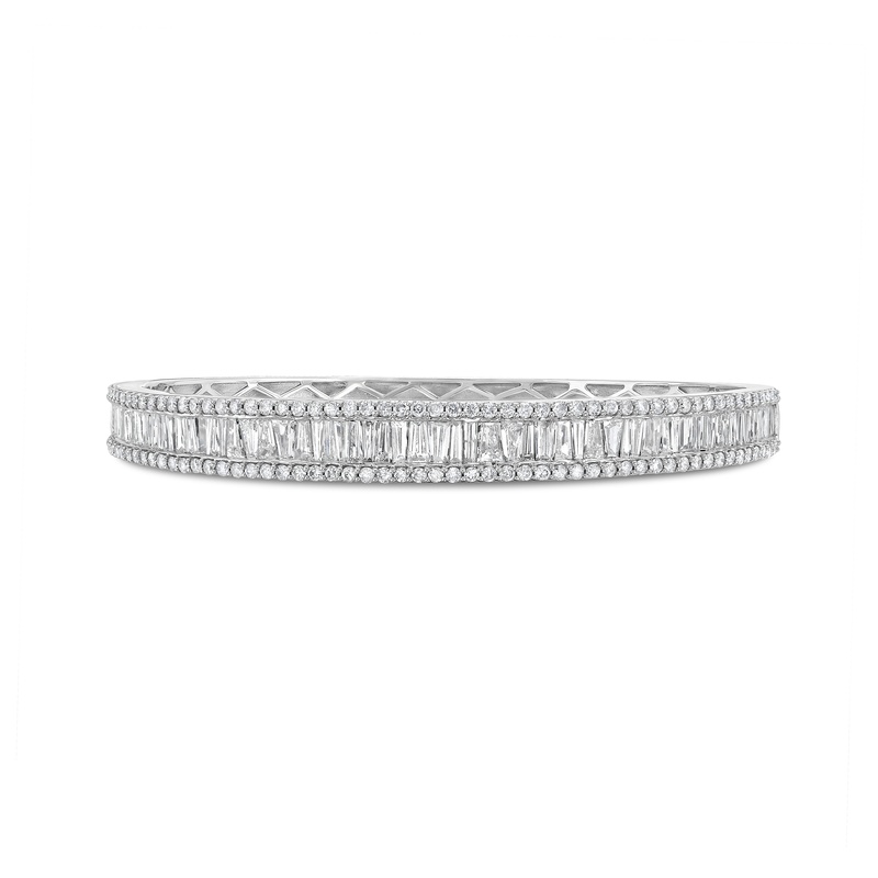 Channel Set Baguette & Round Diamond Bangle