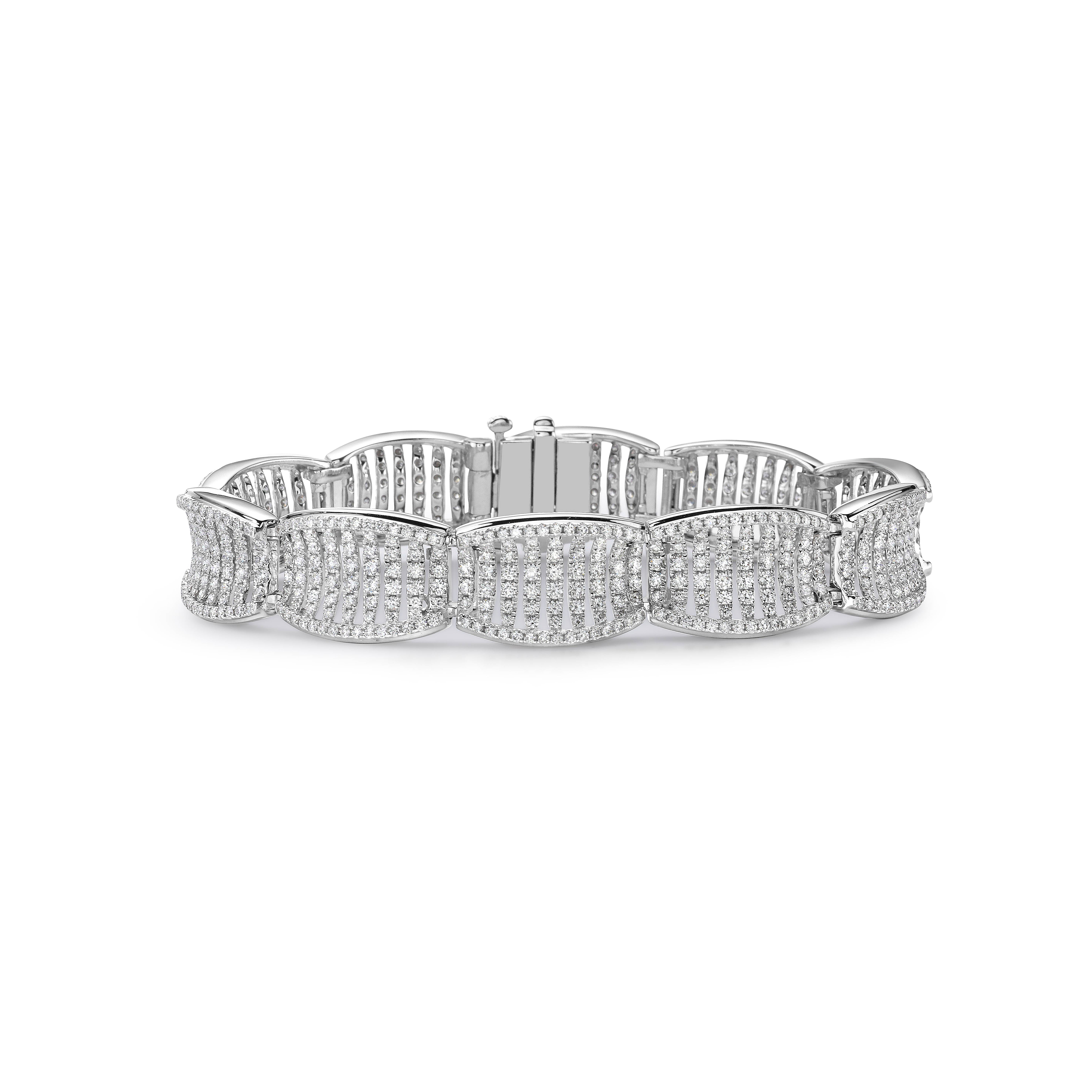Birdcage Diamond Saddle Link Bracelet