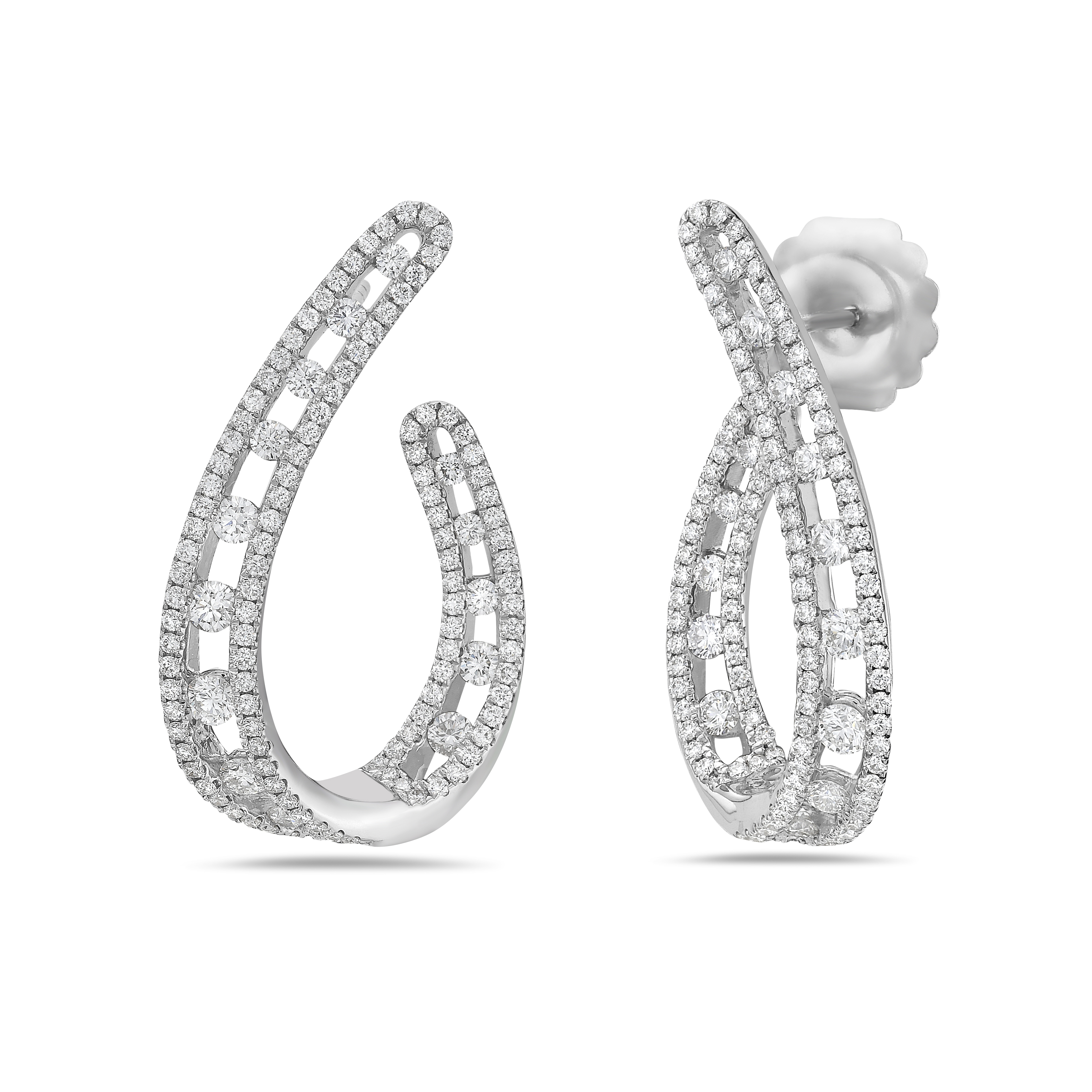 Floating Diamond Pavé Arch Earrings