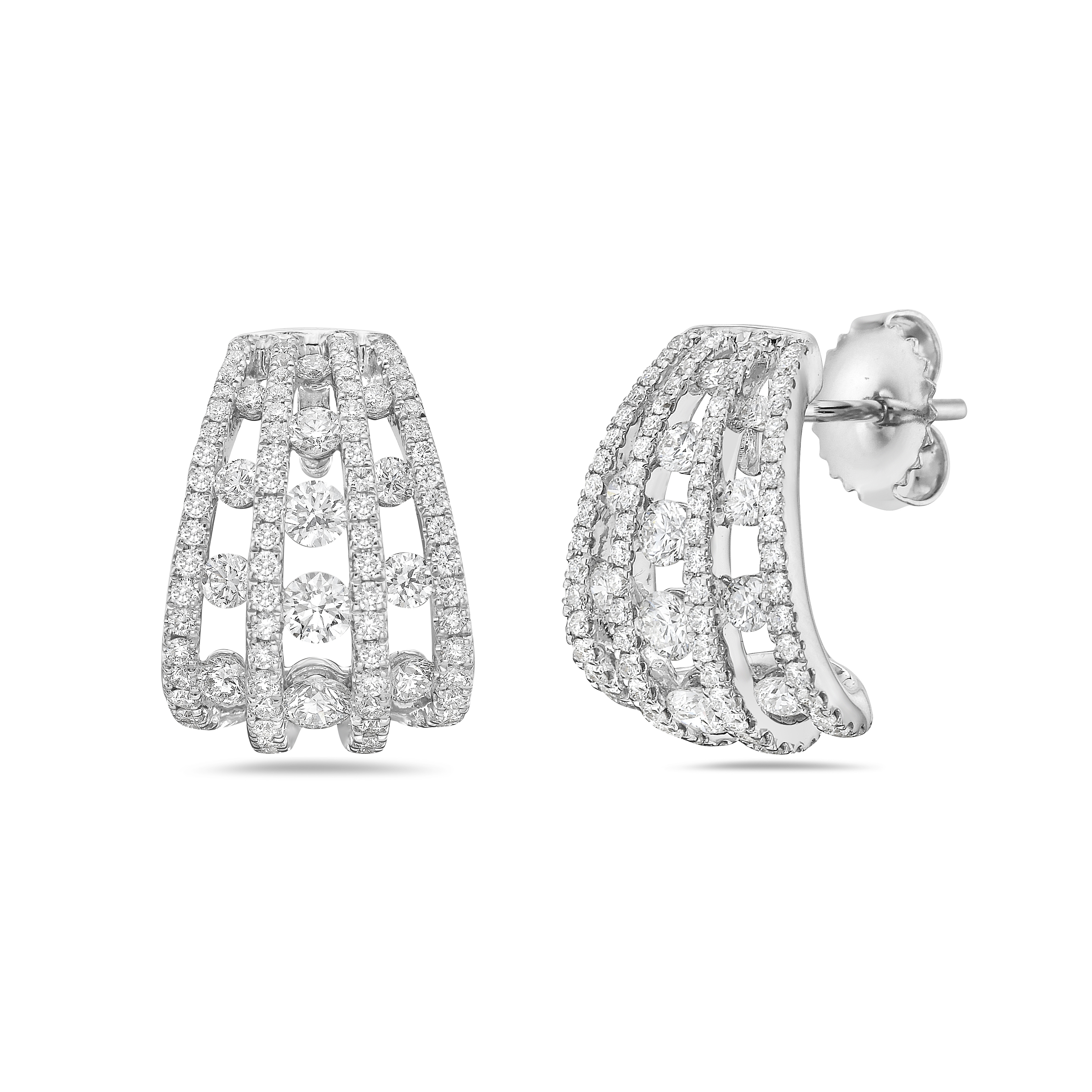 Tripe Row Floating Diamond Huggie