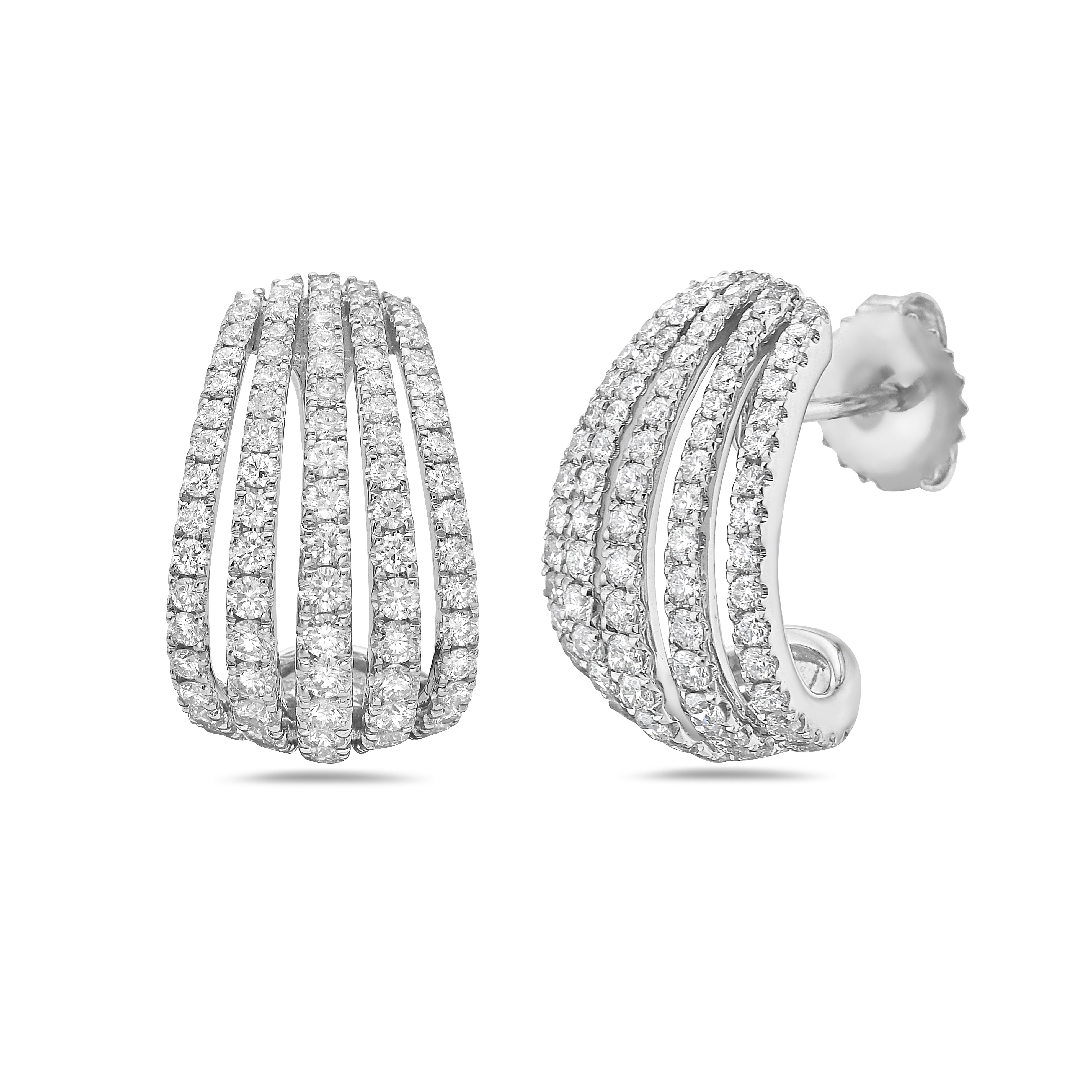 Domed Diamond Birdcage Earrings in White Gold