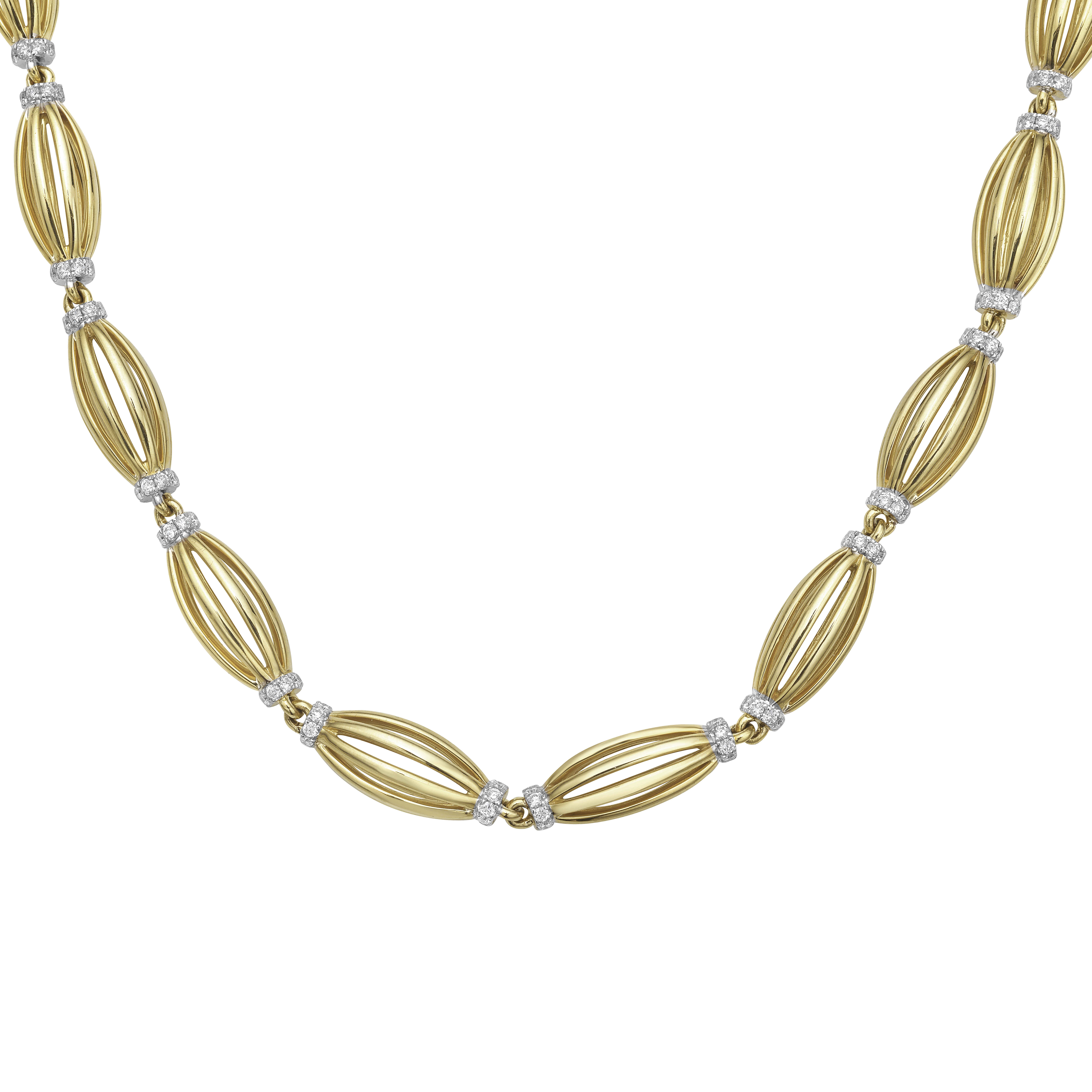 Tapered Barrel Birdcage Link Necklace