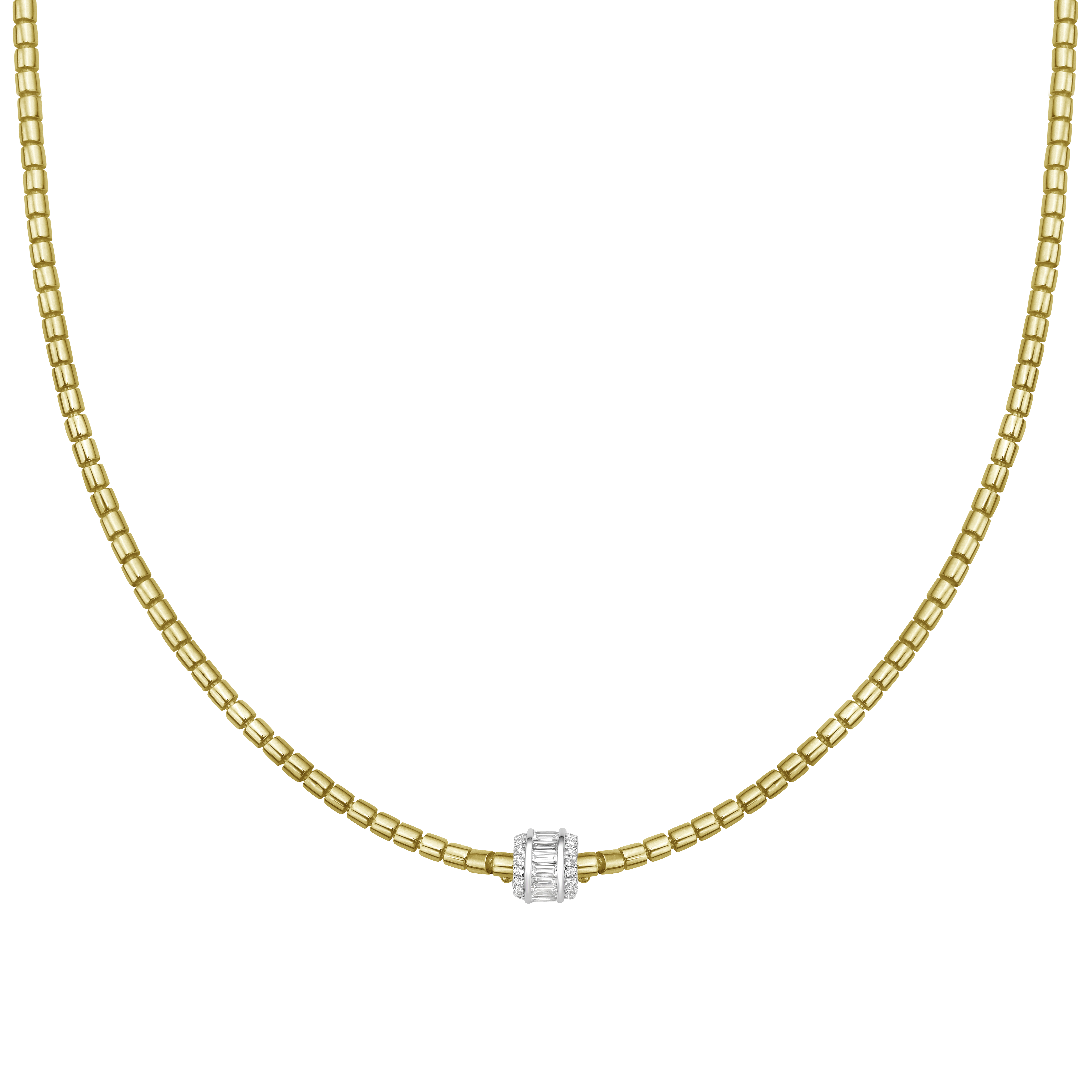 Diamond Baguette Rondel Pendant