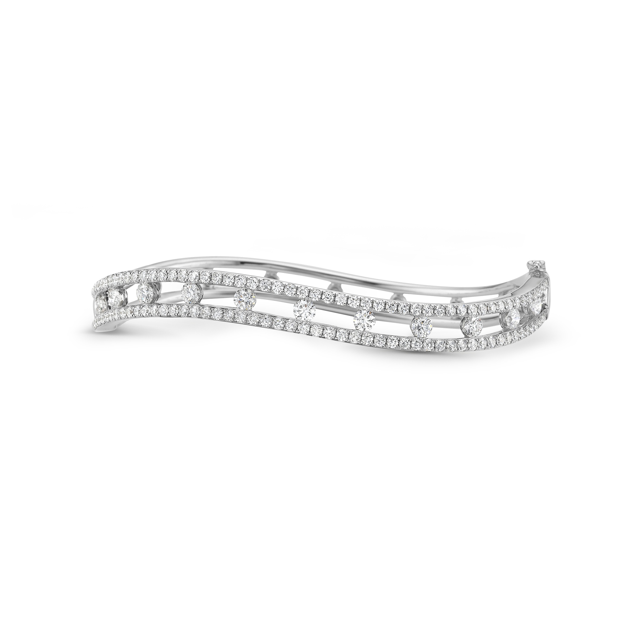 Curved Floating Diamond Bangle