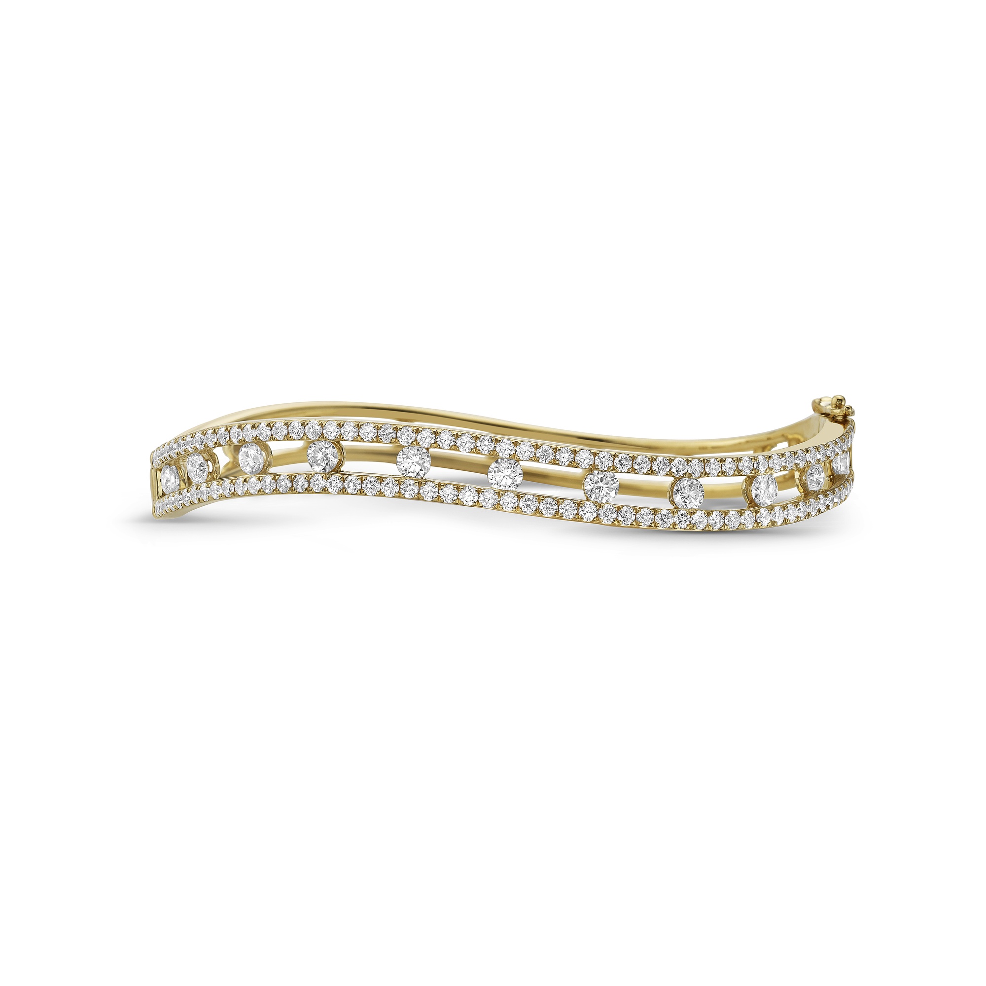 Curved Floating Diamond Bangle