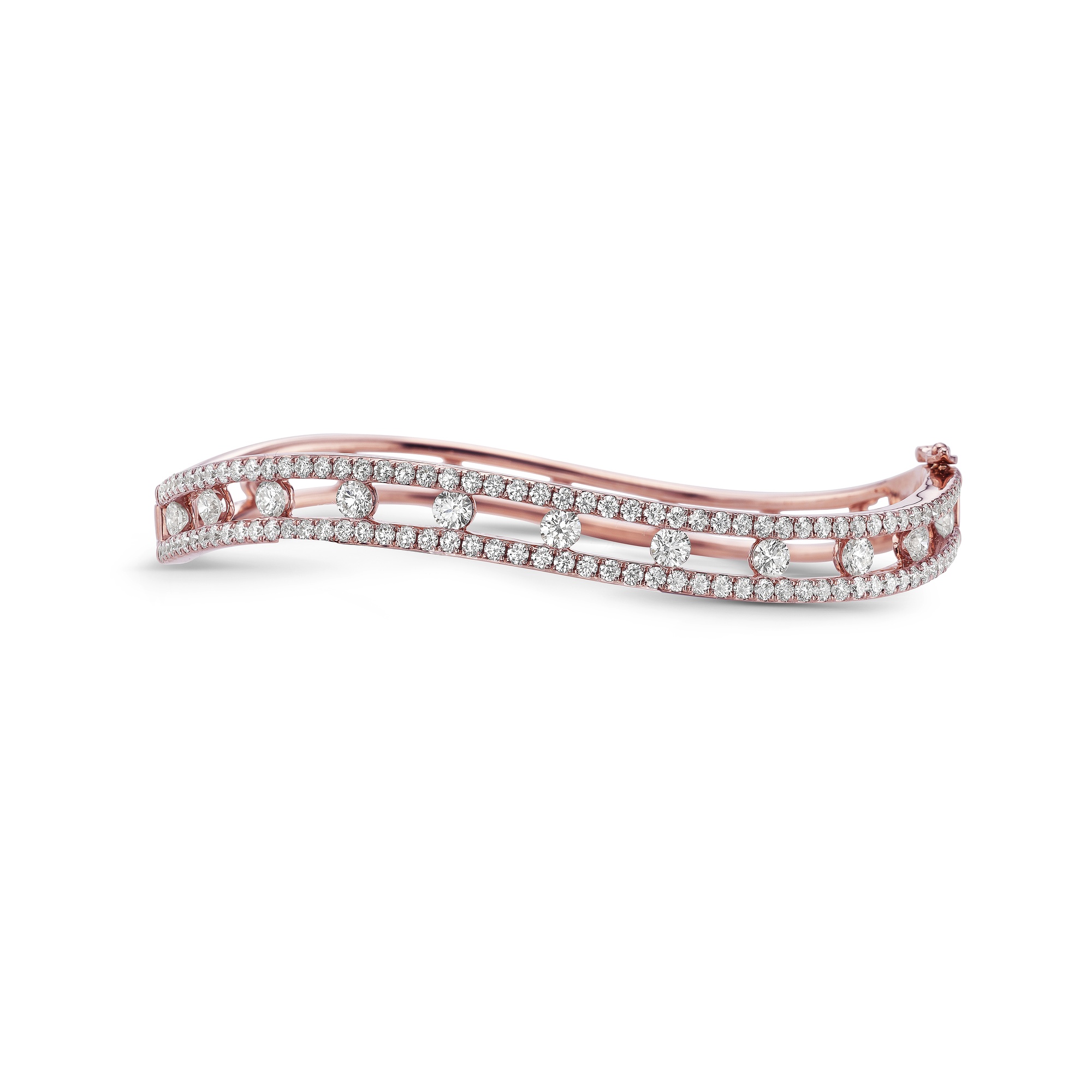Curved Floating Diamond Bangle