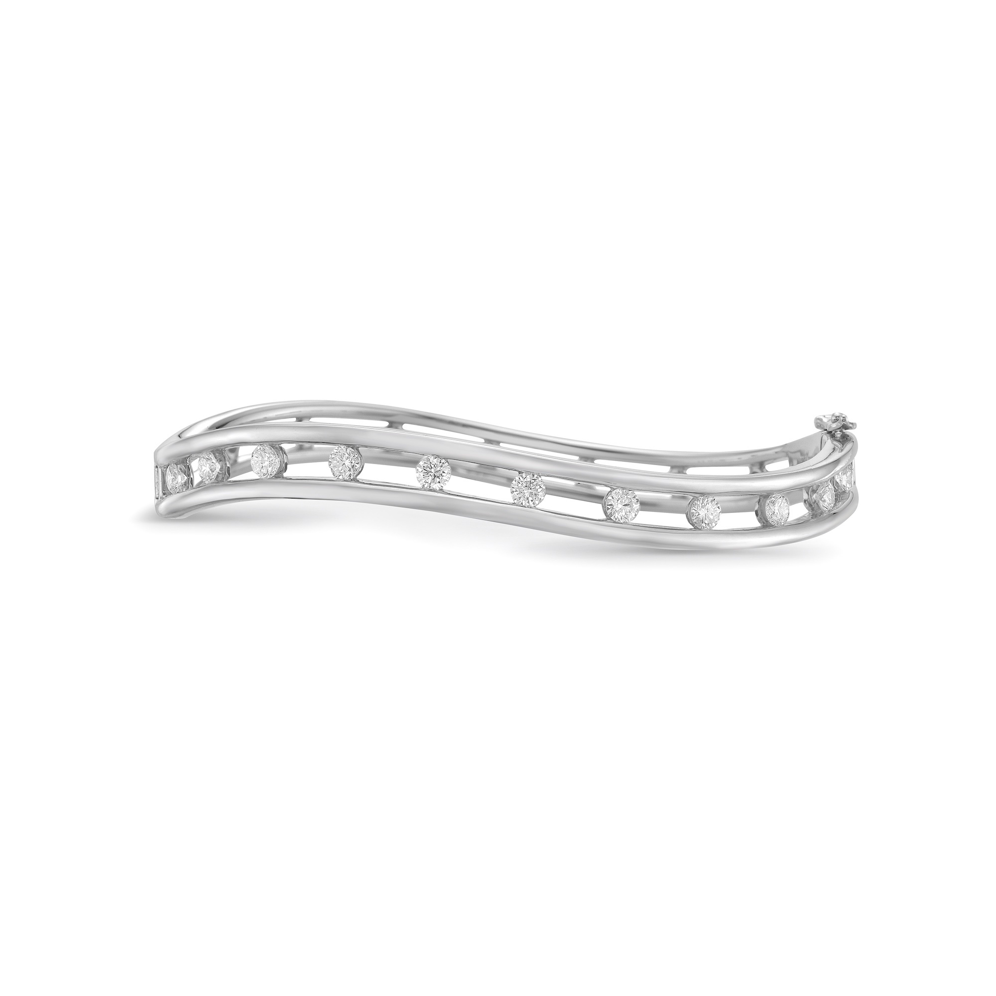 Curved Floating Diamond Bangle